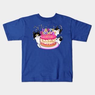 Happy Birthday and Tuxedo Cats! Kids T-Shirt